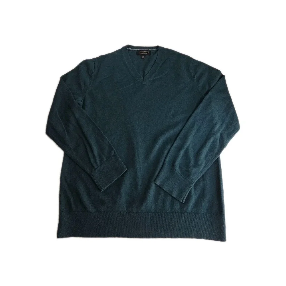Banana Republic Premium Luxe Yarn Silk Cashmere V Neck Sweater Teal Blue Men's M